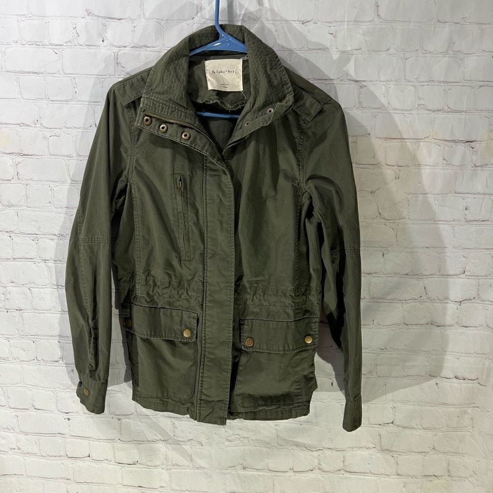 By Together You and I Military Utility Cargo Jacket Desert Olive Green SZ M
